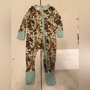 Nev Clothing Zippie Bamboo Nature Bird Mushroom Cottagecore 6-12